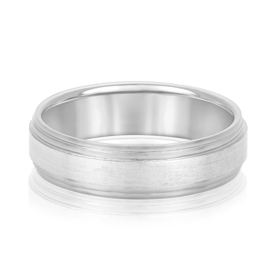 Lightweight 7 Millimeter Men's Wedding Band Ring in Polished Finish, Diamond Accents SI1-SI2 G-H ...