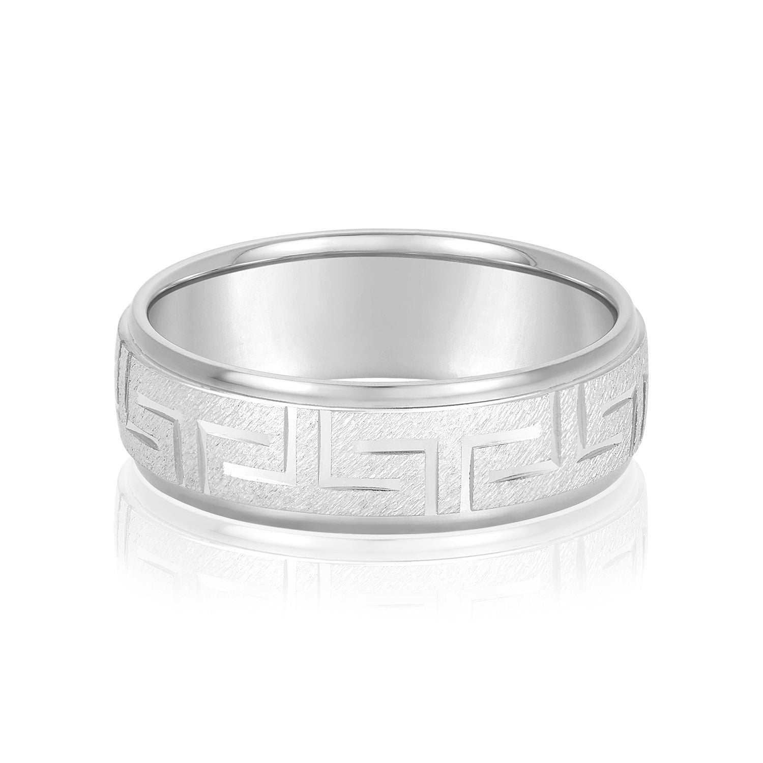 Classic 7 Millimeter Men's Wedding Band in Polished Finish with SI1-SI2 G-H Diamonds