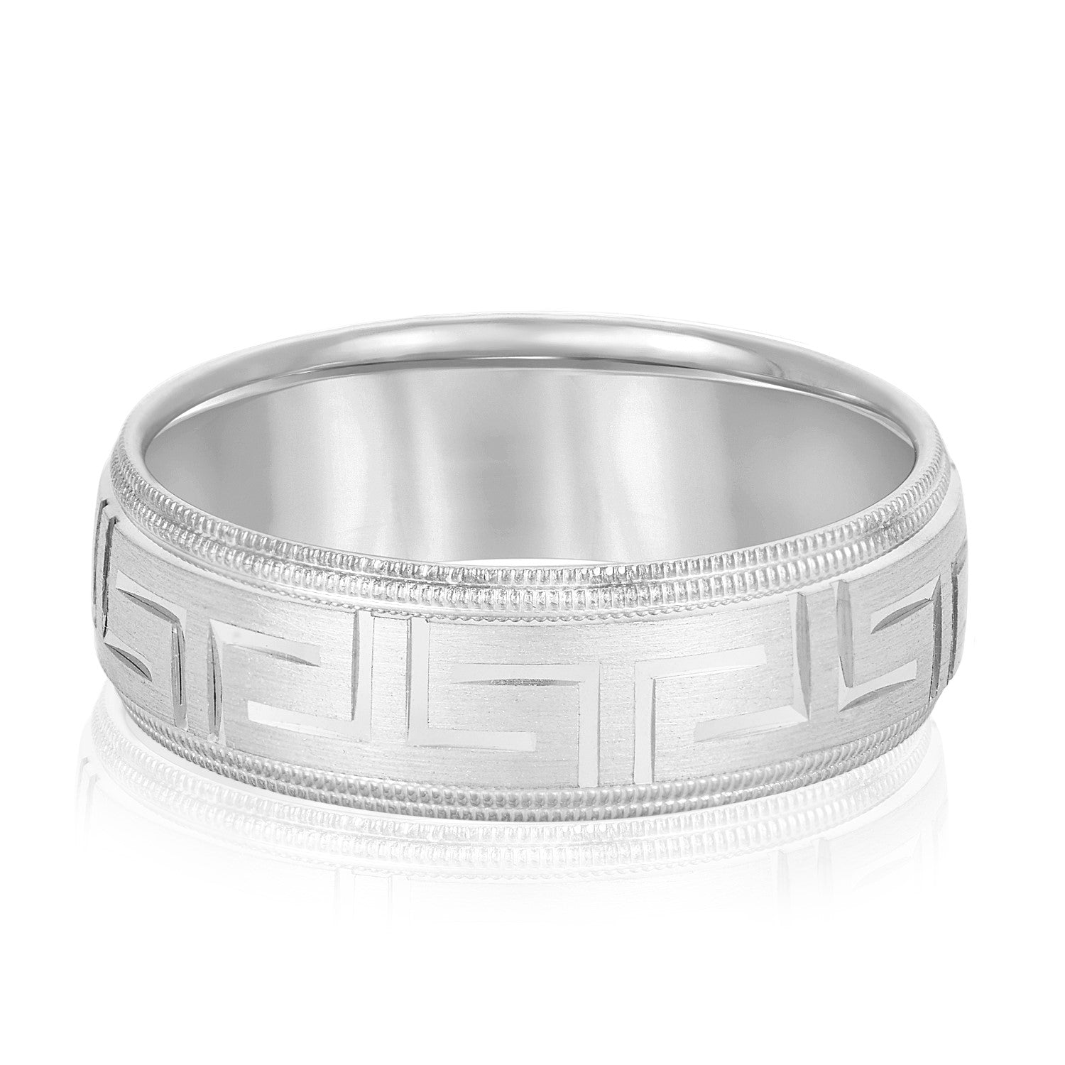 Lightweight Men's 8 Millimeter Comfort Fit Band Ring with SI1-SI2 G-H Diamond Accents