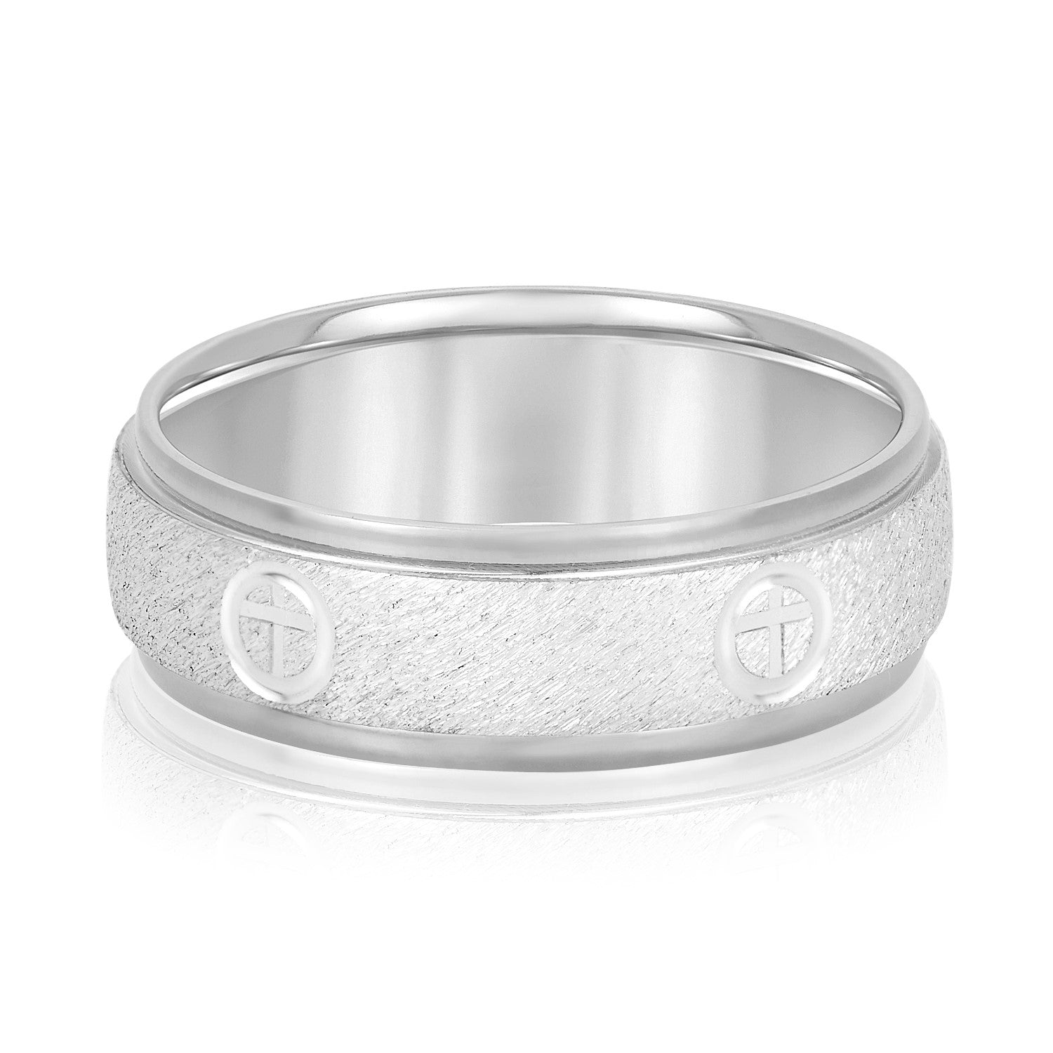 Classic 7 Millimeter Men's Wedding Band in Polished Finish, Diamond Accents SI1-SI2 G-H Quality