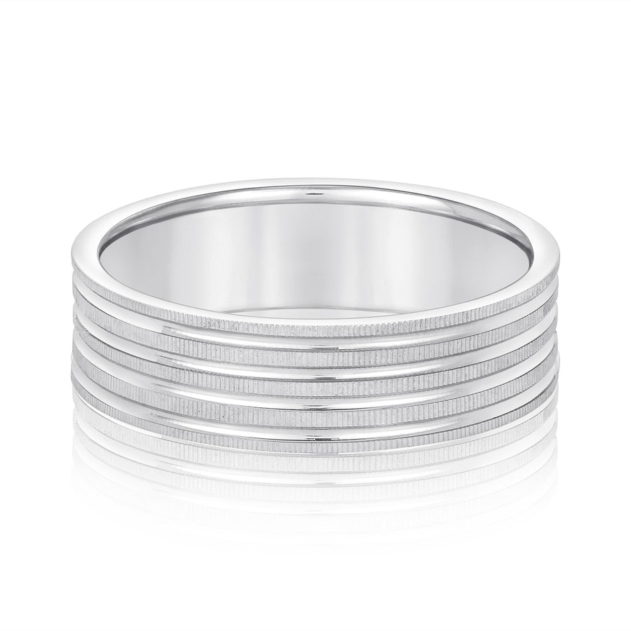 Classic 7 Millimeter Men's Wedding Band in Polished Finish - SI1-SI2 Diamond Accents