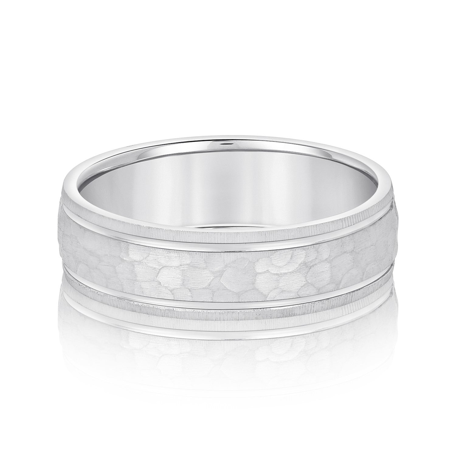 Classic 7 Millimeter Men's Wedding Band in Polished Finish with Diamond Accents