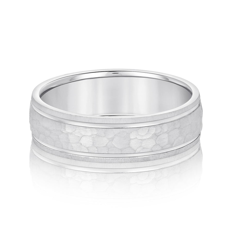 Classic 7 Millimeter Men's Wedding Band in Polished Finish with Diamond Accents