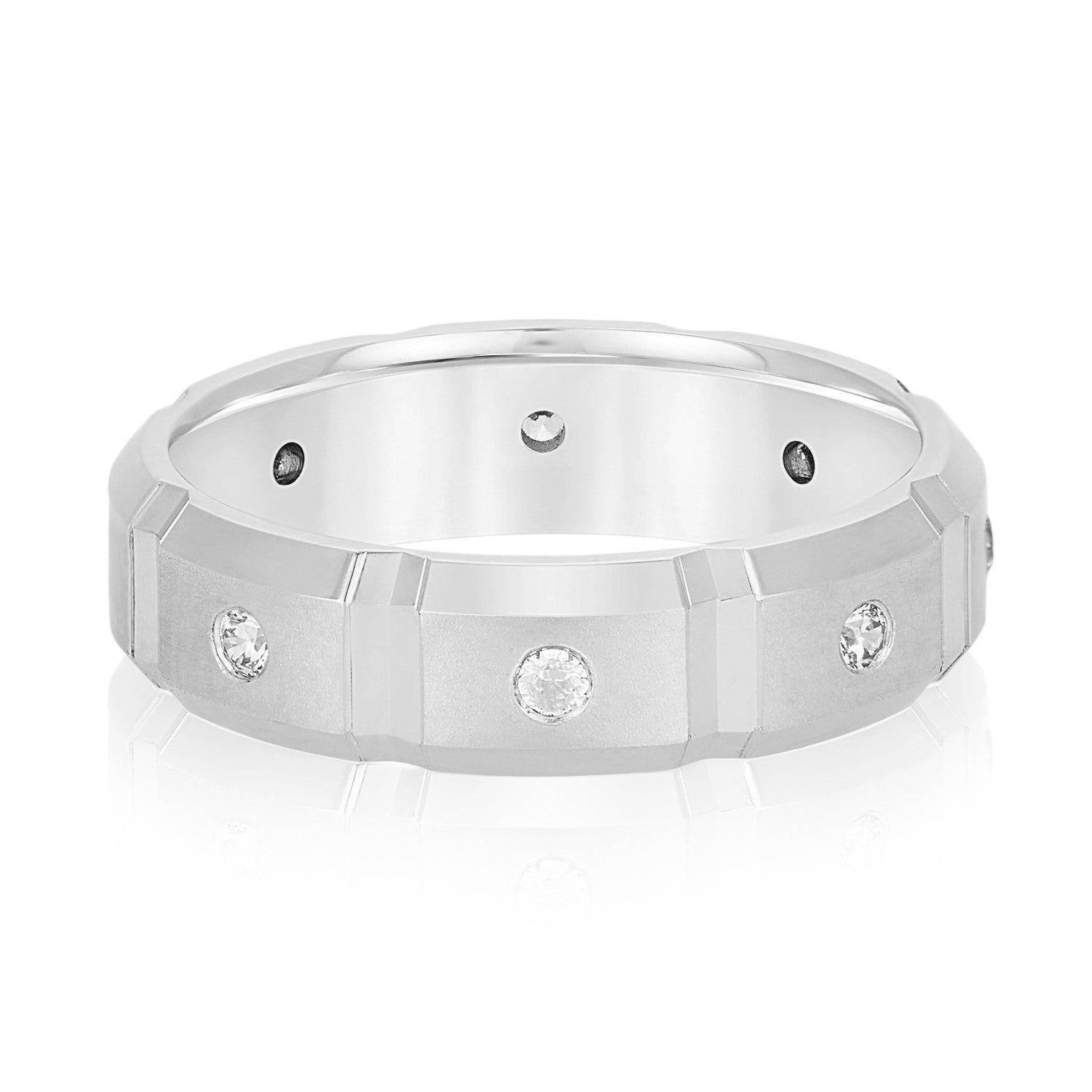 Heavyweight Men's Diamond Band Ring with 1/4 Carat Total Weight Diamonds, SI1-SI2 Clarity, G-H Color