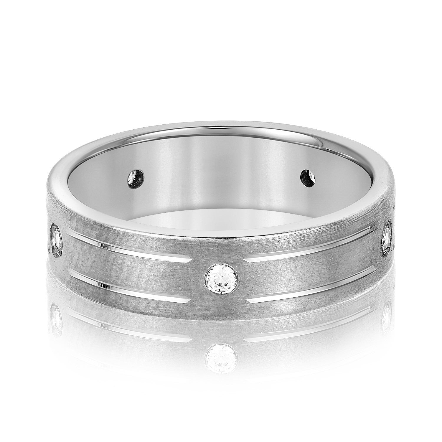 Men's 6mm Heavy Weight Diamond Band Ring with 0.15 Carat Total Weight SI1-SI2 G-H Diamonds