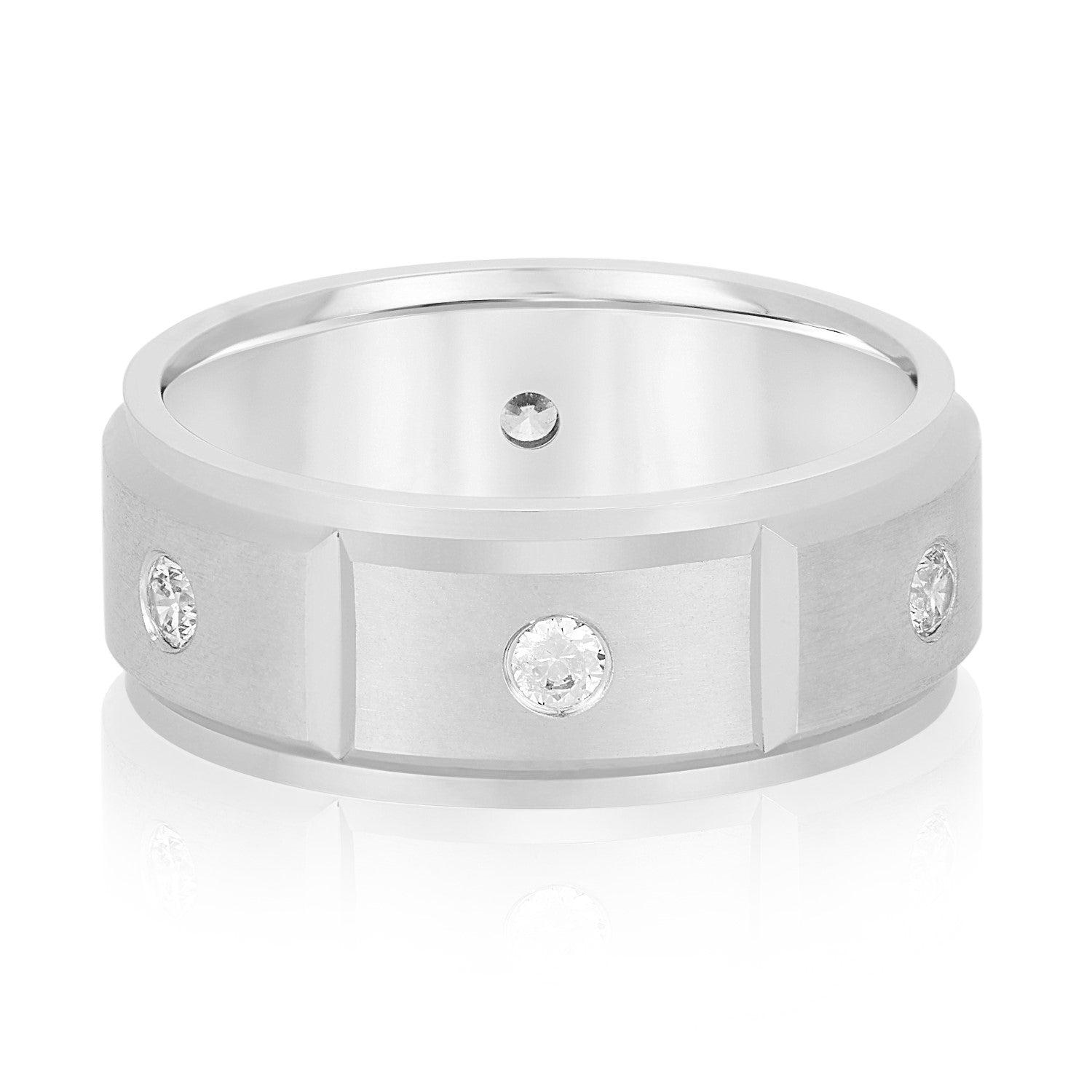 Heavyweight Men's Diamond Band Ring with 0.42 Carat Total Weight in SI1-SI2 G-H Diamonds