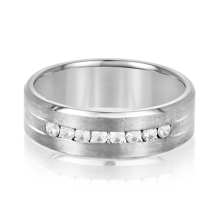 Men's 7mm Heavy Weight Diamond Band Ring with 1/3 Carat Total Weight SI1-SI2 G-H Diamonds