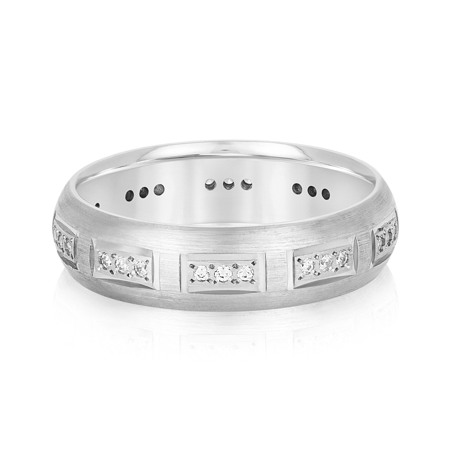 6 Millimeter Heavy Weight Men's Diamond Band Ring with 2.4 Carat Total Weight SI1-SI2 G-H Diamonds