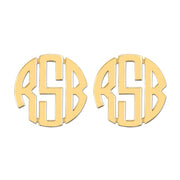 20mm POST & CLUTCH MONOGRAM EARRING - Image 4