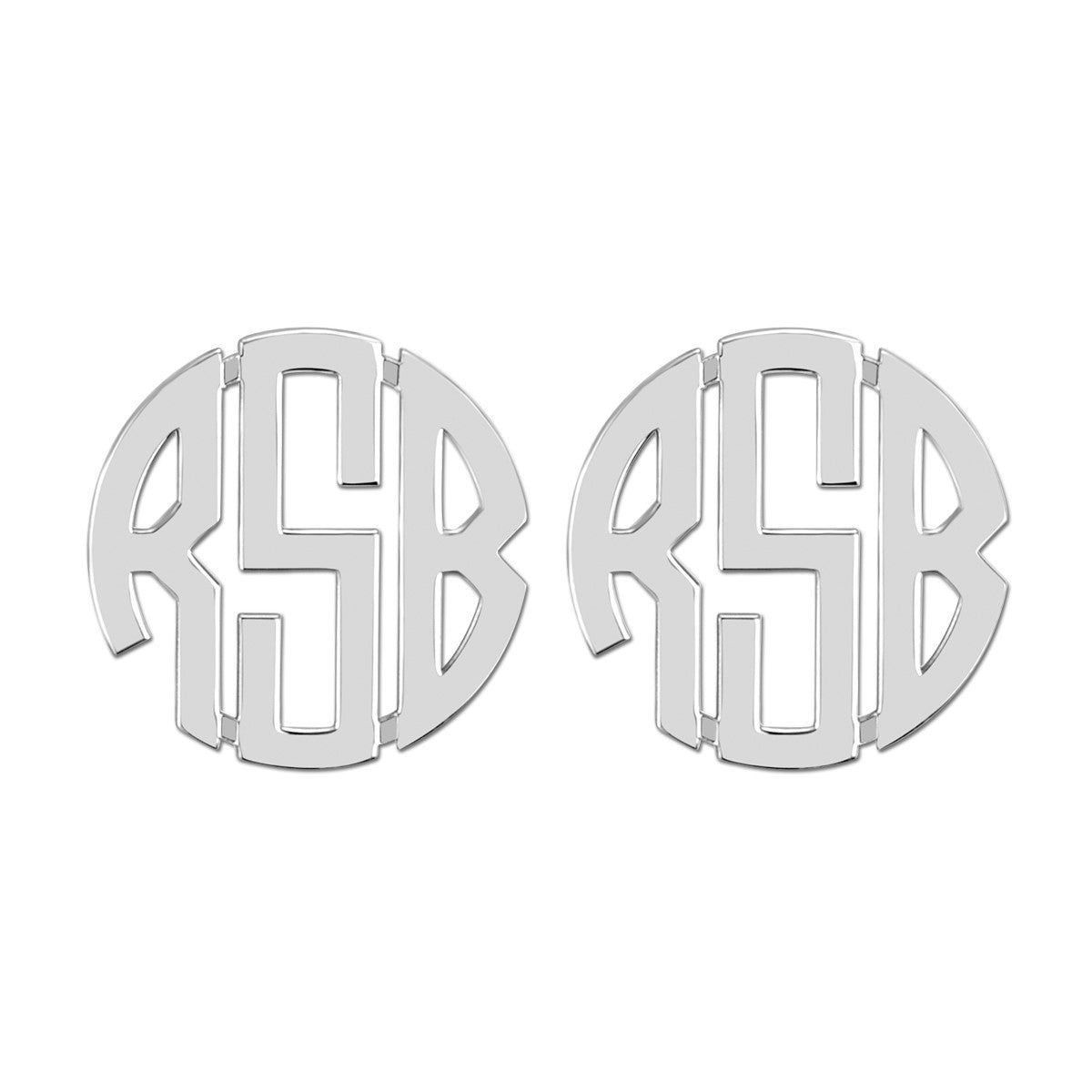 20mm POST & CLUTCH MONOGRAM EARRING - Image 2