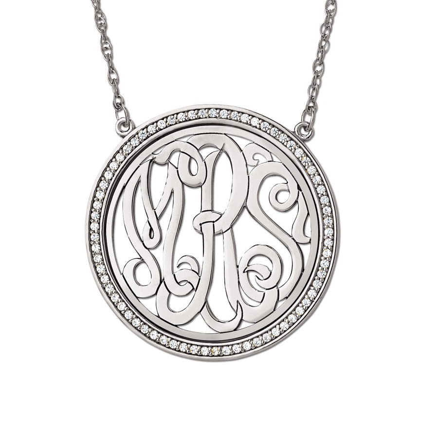 40mm Monogram Pendant with Diamond Bezel Setting, 0.525 Carat Total Weight