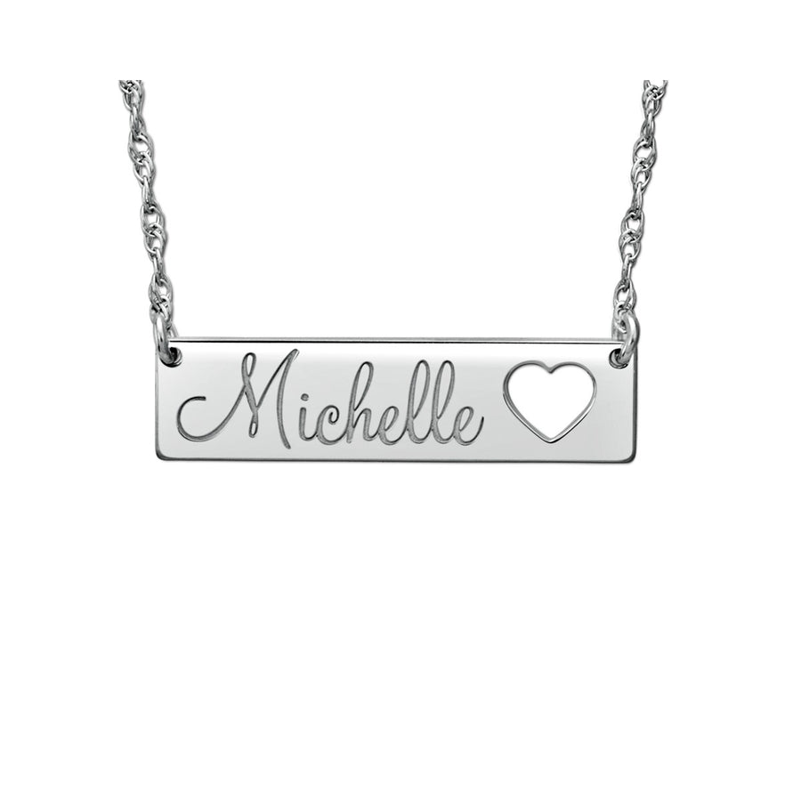 14 Karat White Gold 7 x 30 Millimeter Cut-Out Heart Pendant Necklace