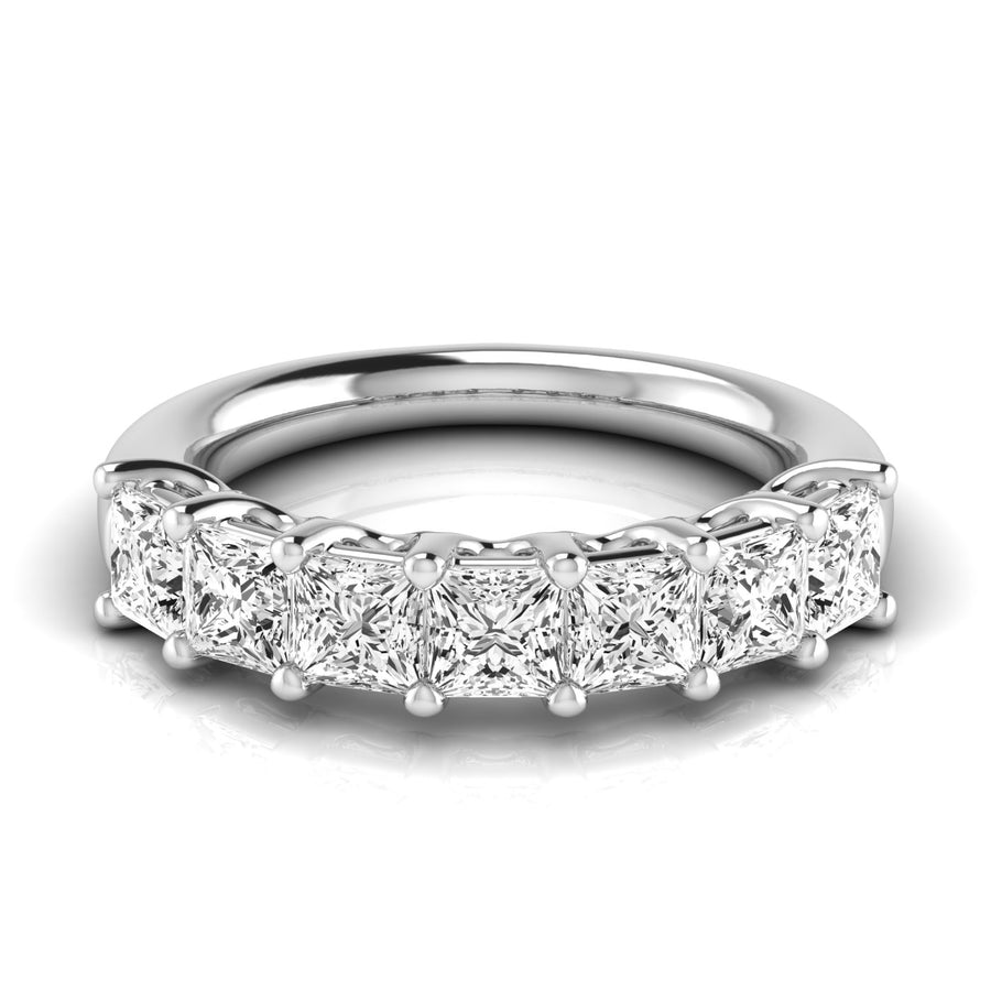 Half Carat Total Weight Princess Cut Diamond Wedding Band in White Gold