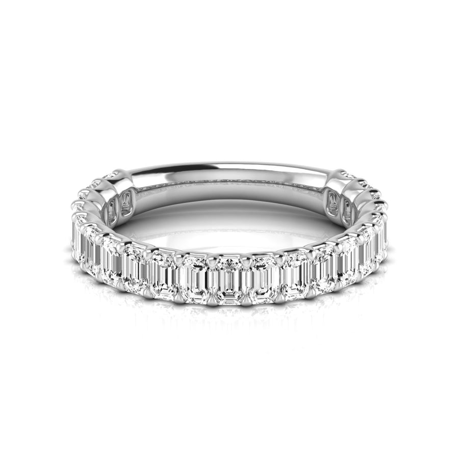 Three-Quarter Spread Emerald and Diamond Wedding Band with 1.89 Carat Total Weight