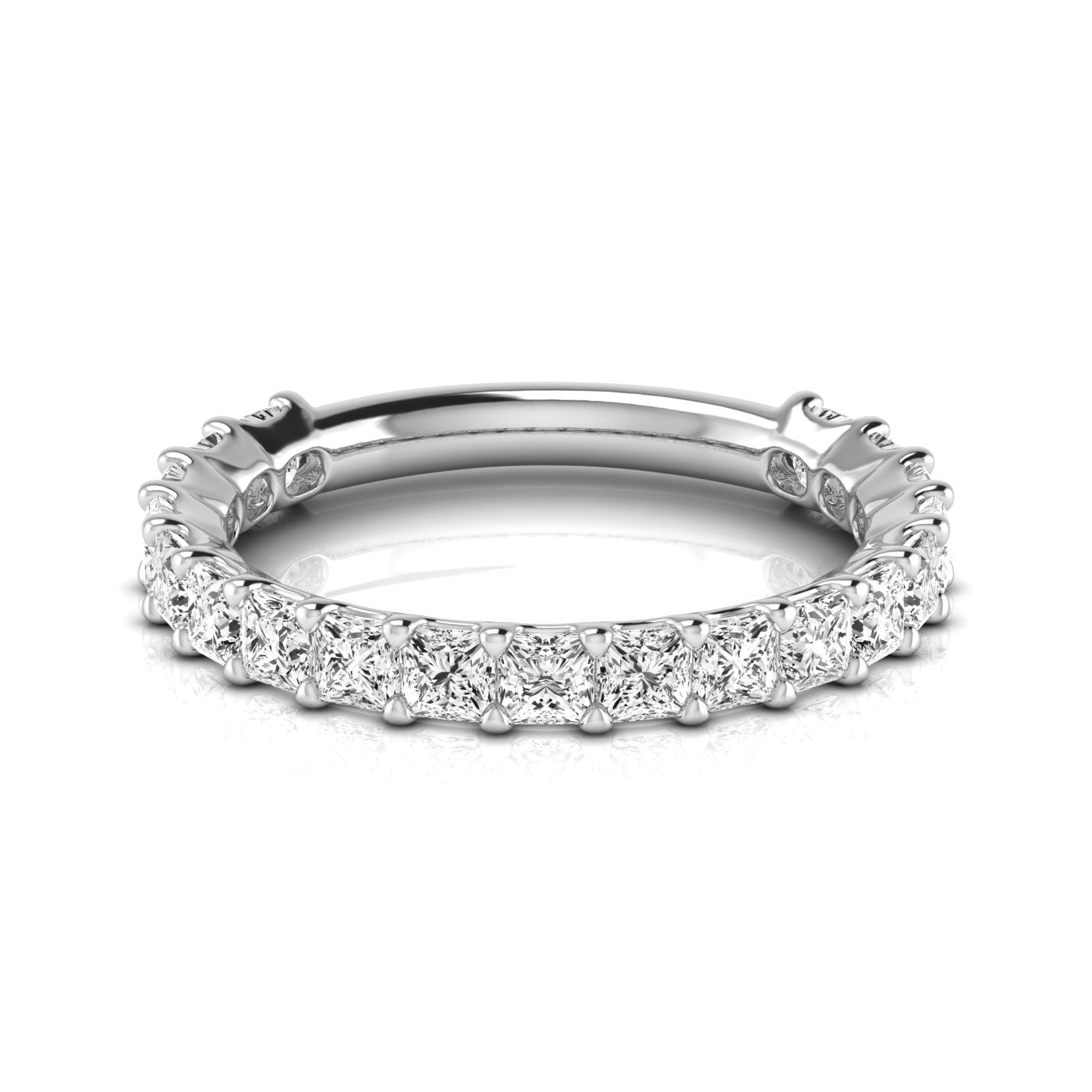 Three-Quater Carat Total Weight Princess Cut Diamond Wedding Band in White Gold, SI1-SI2 Clarity,...