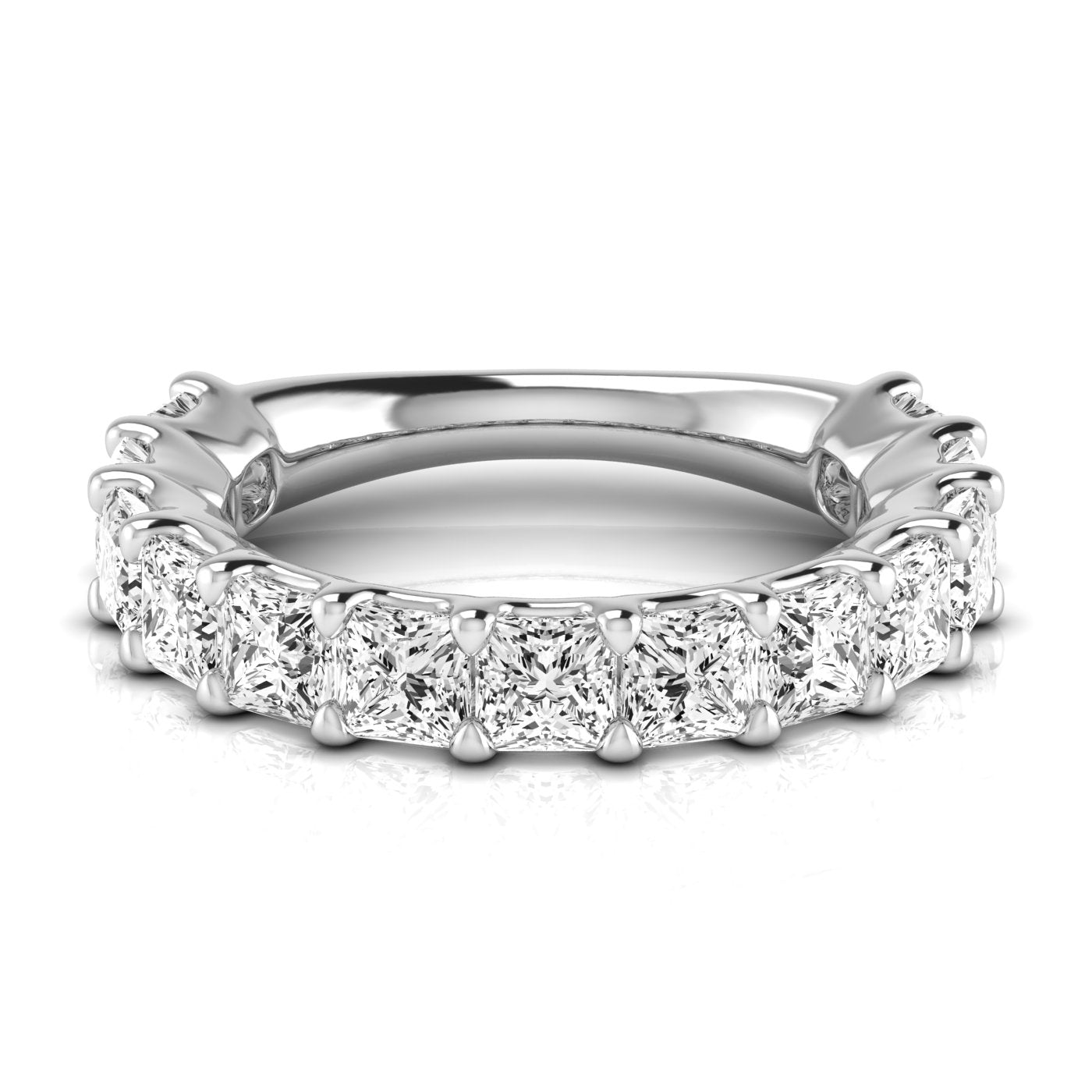 Three-Quarter Carat Total Weight Princess Cut Diamond Wedding Band in White Gold