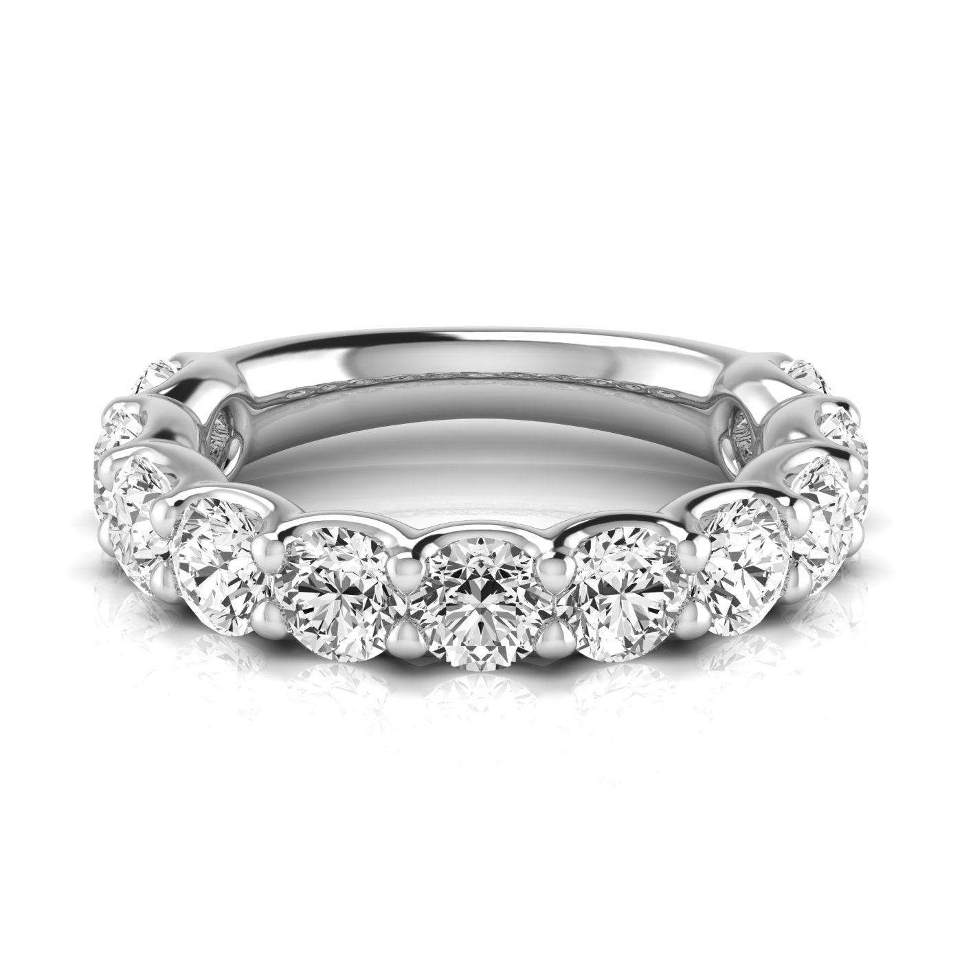 Three-Quarter Carat Round Diamond Wedding Band with 3.63 Carat Total Diamond Weight, SI1-SI2 G-H ...