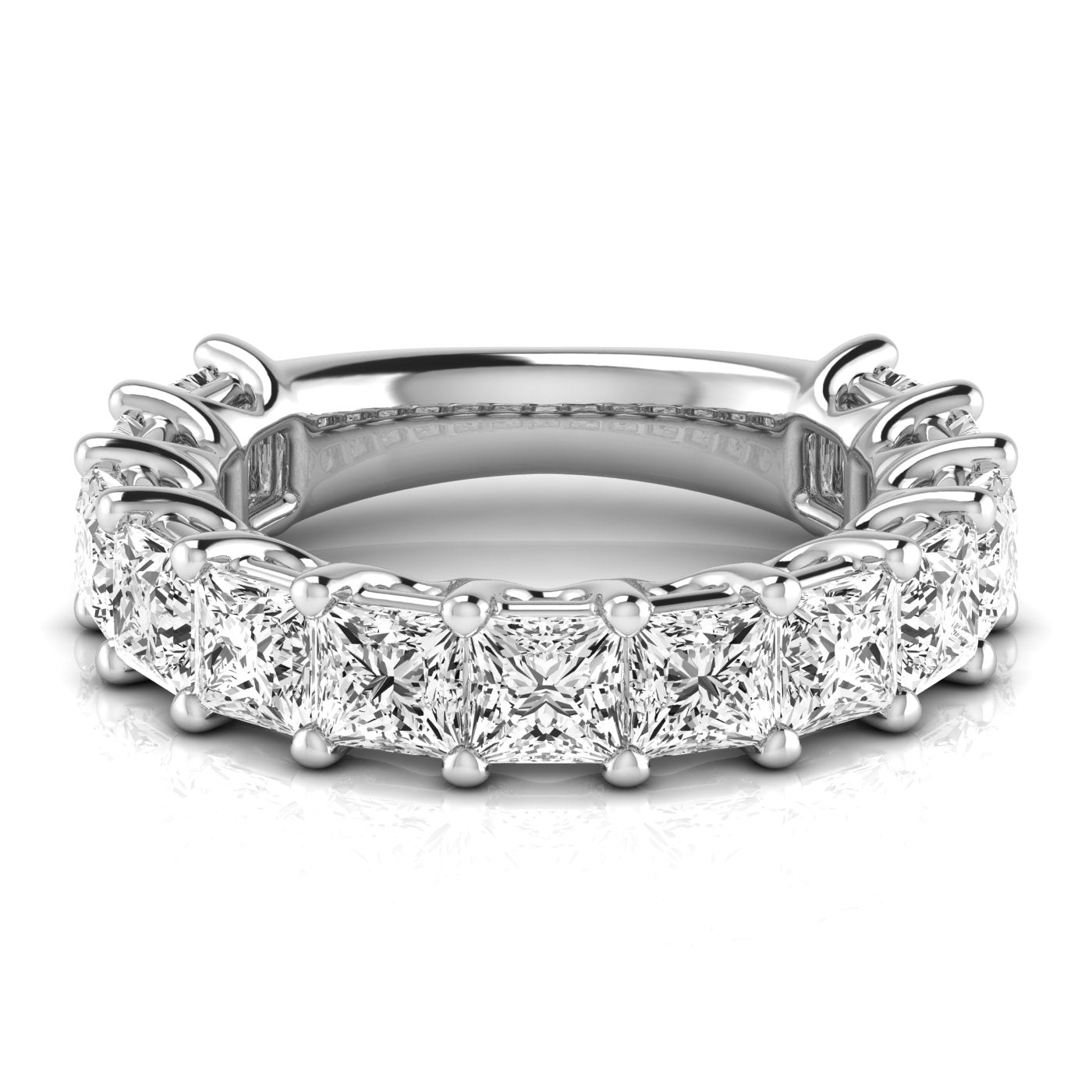 Three-Quarters Carat Total Weight Princess Cut Diamond Wedding Band in White Gold