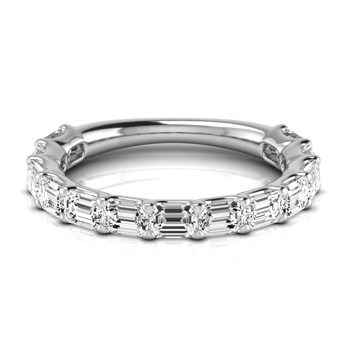 Three-Quarter Spread Emerald and Diamond Wedding Band with 1.95 Carat Total Weight, SI1-SI2 G-H Q...