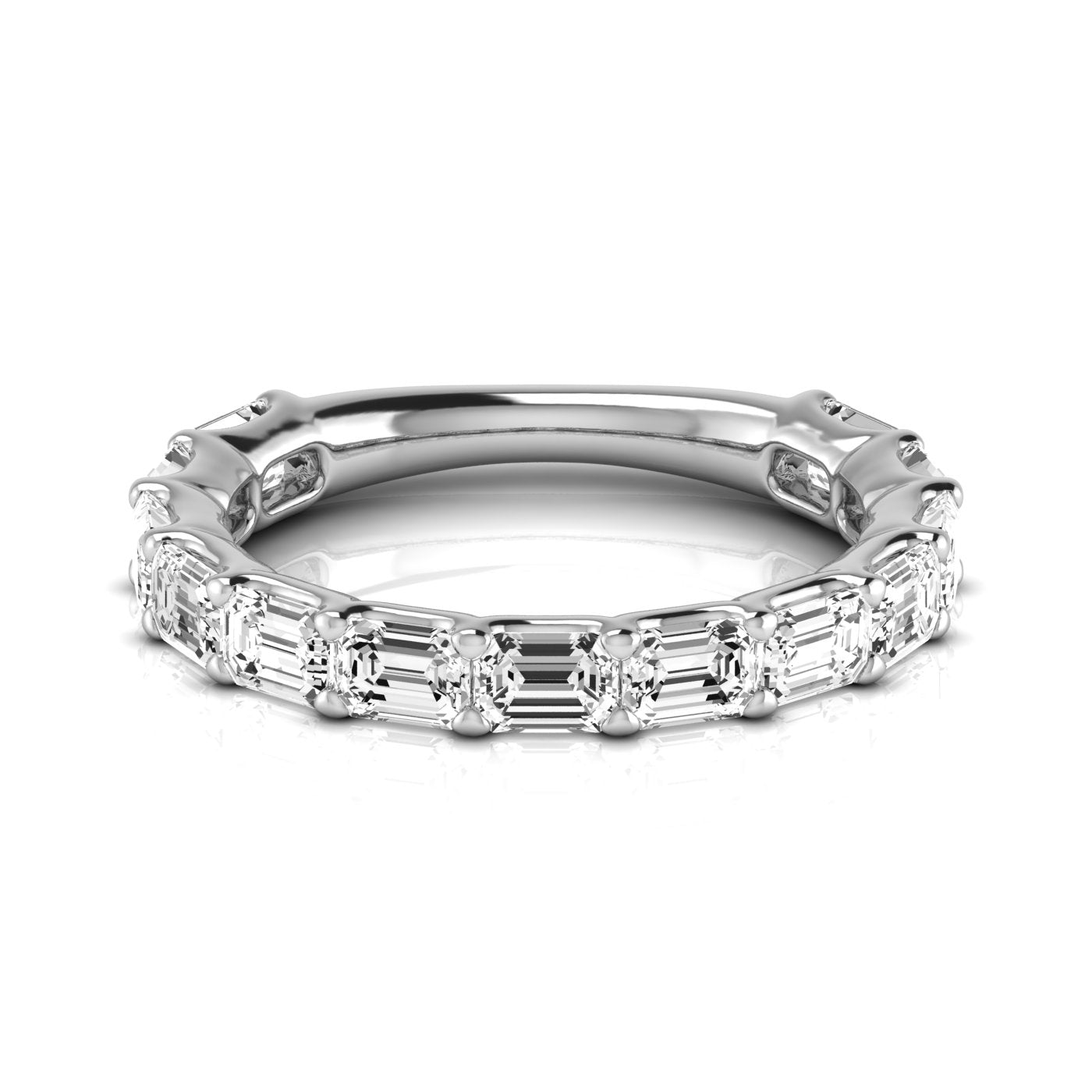 Three-Quarter Spread Emerald and Diamond Wedding Band with 2.6 Carats Total Weight
