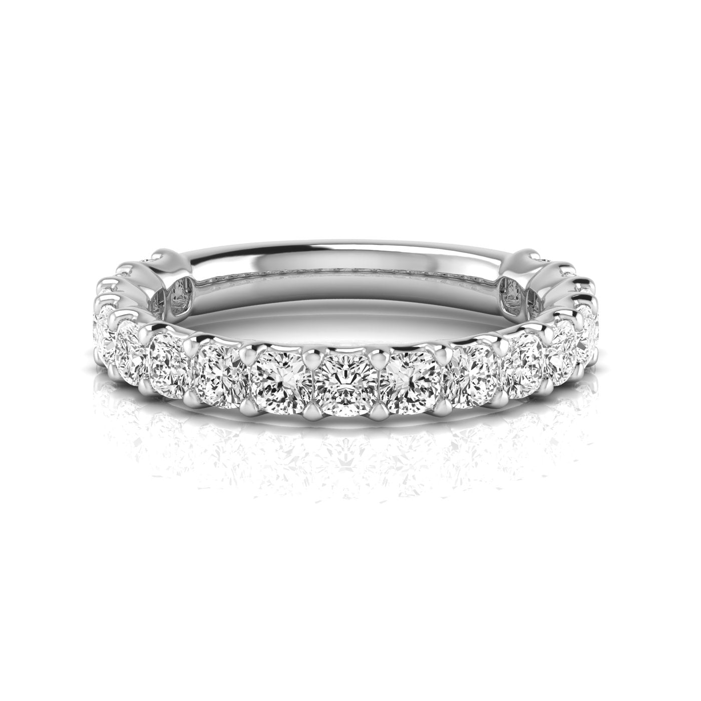 Three-Quarter Spread Cushion Diamond Wedding Band with 1.7 Carat Total Weight, SI1-SI2 G-H Quality