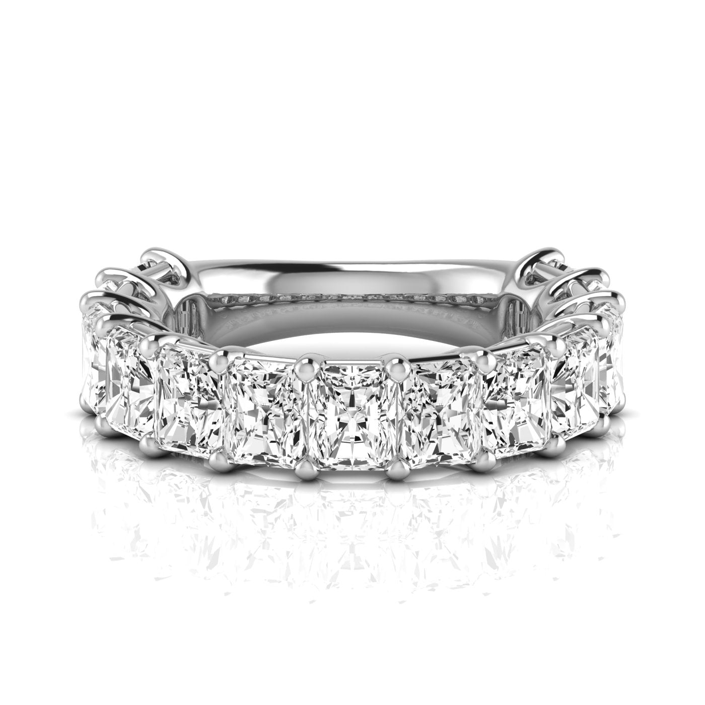 Three-Quarter Carat Total Weight Radiant Cut Diamond Wedding Band in White Gold