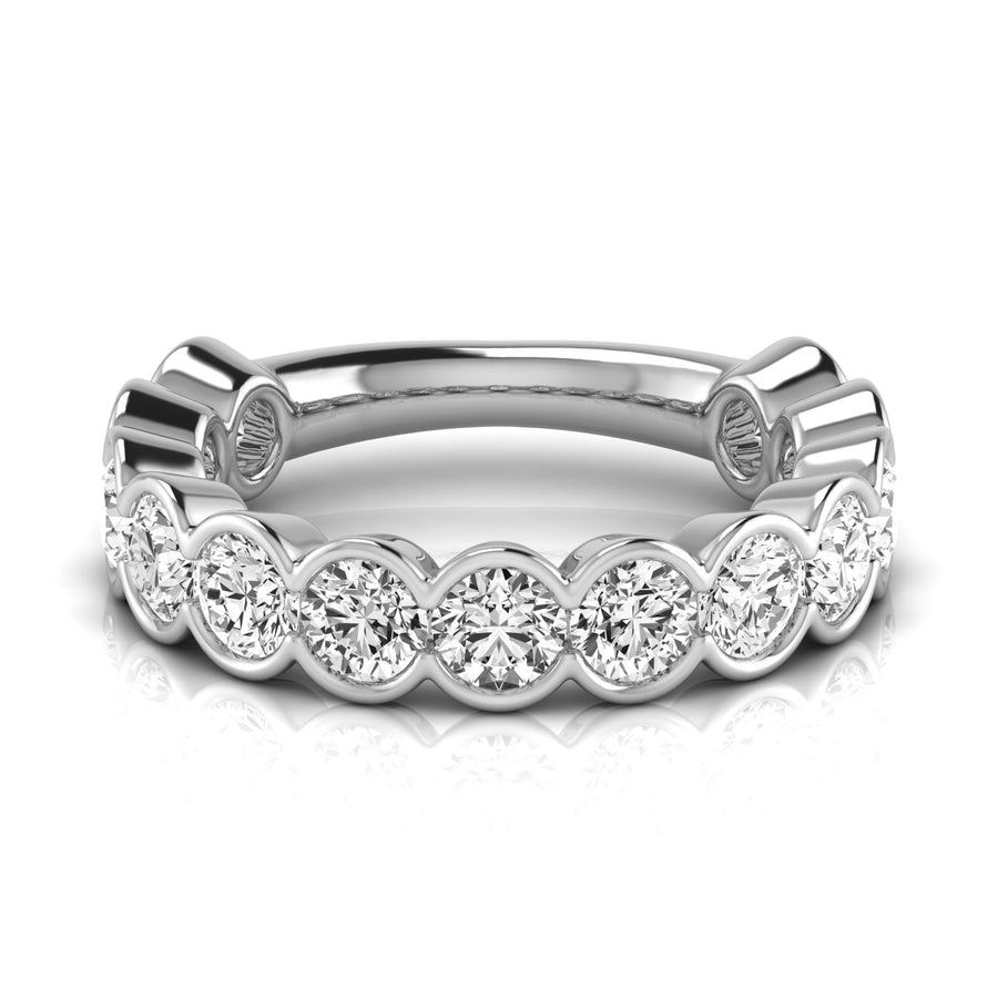 Three-Quarter Carat Round Diamond Wedding Band with 3.25 Carat Total Diamond Weight, SI1-SI2 G-H ...