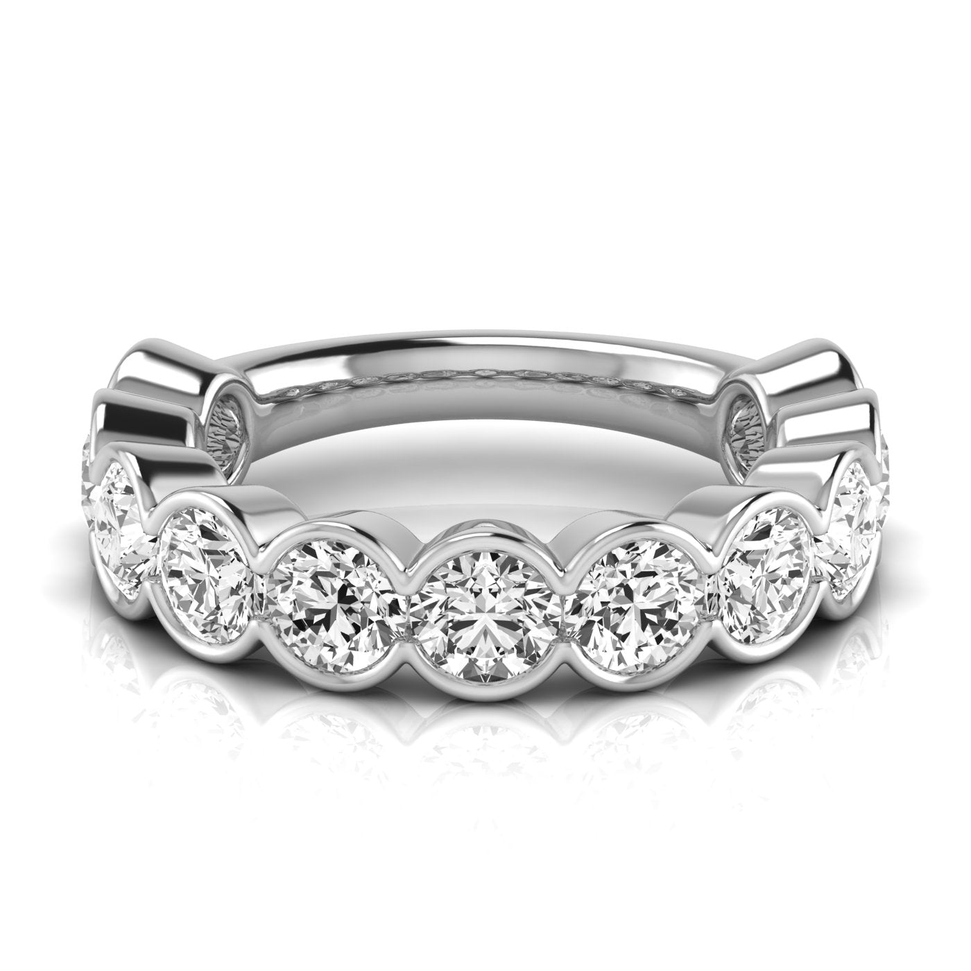 Three-Quarter Carat Round Diamond Wedding Band with 3.63 Carat Total Diamond Weight, SI1-SI2 G-H ...