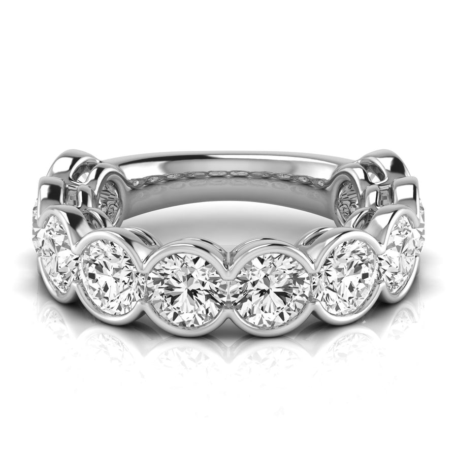 Three-Quarter Spread Round Diamond Wedding Band with 5 Carats Total Weight, SI1-SI2 G-H Diamonds