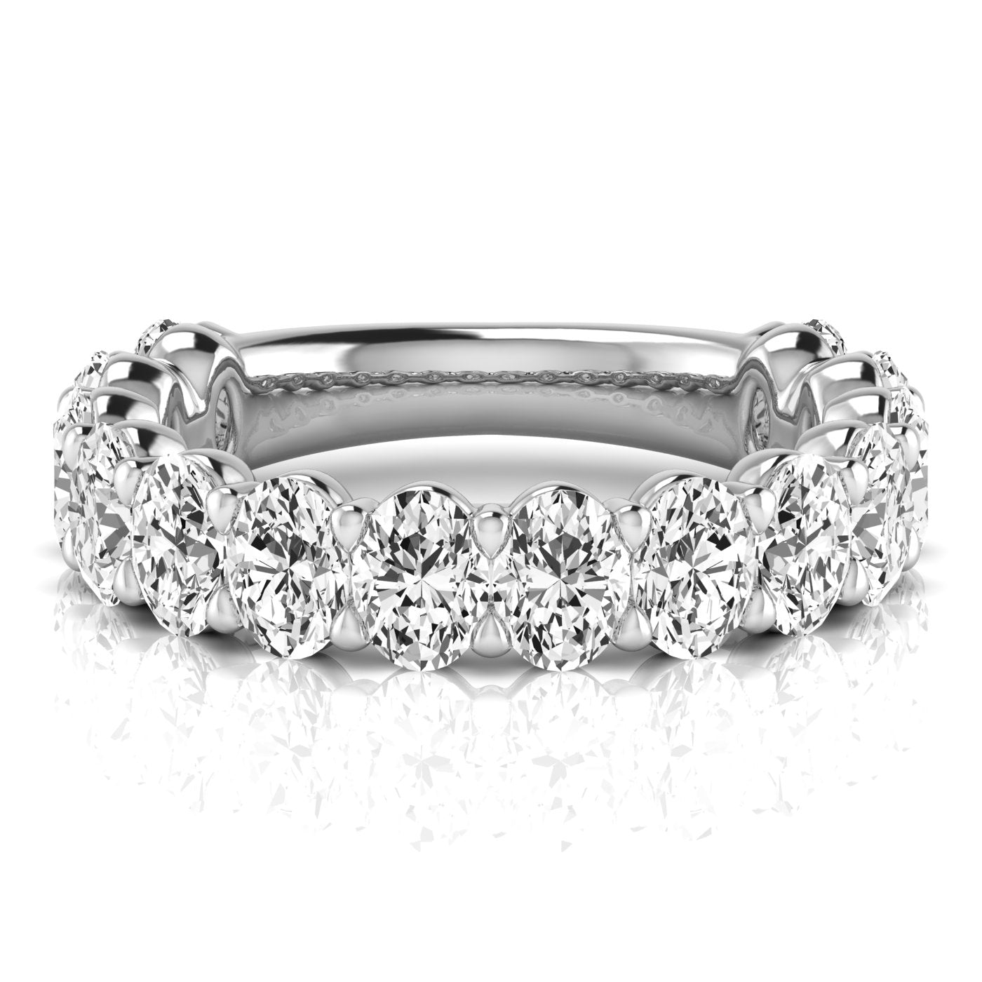 Three-Quarter Carat Total Weight Oval Diamond Wedding Band in G-H Color, SI1-SI2 Clarity