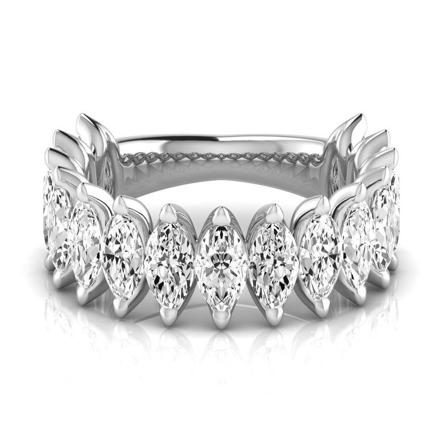 Three-Quarter Carat Total Weight Marquise Diamond Wedding Band in White Gold