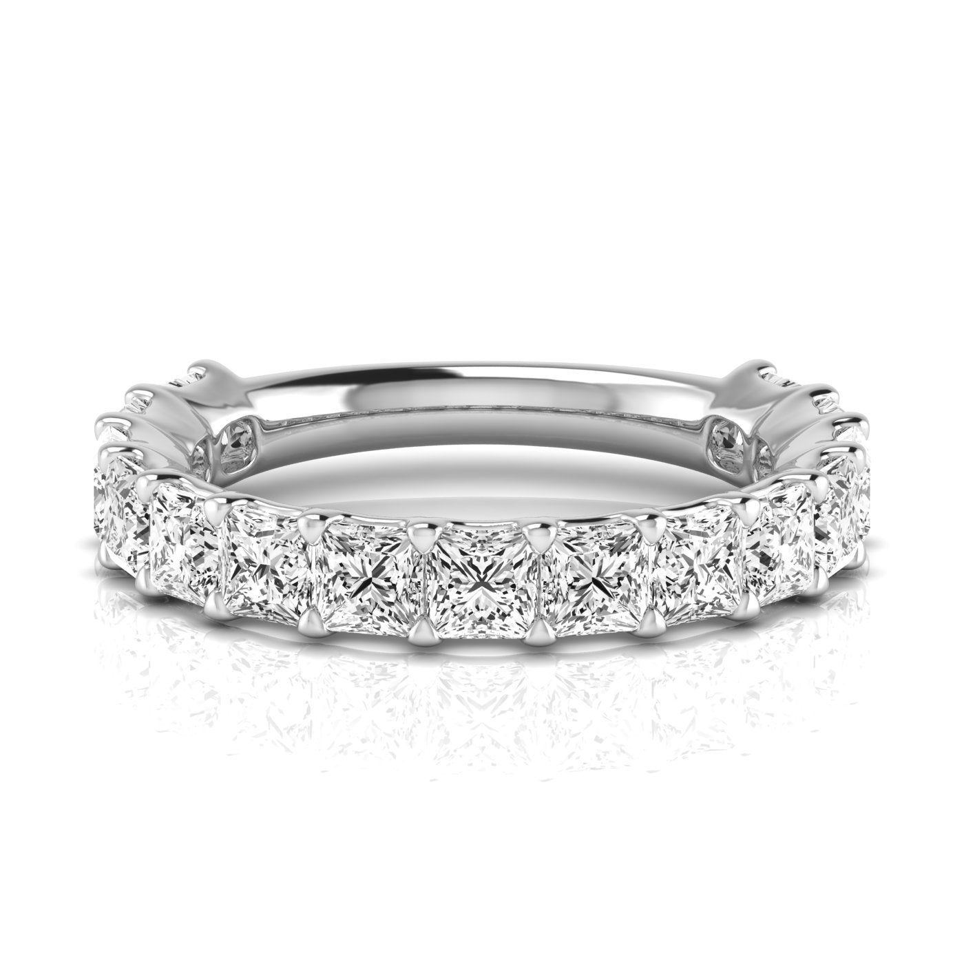 Three-Quarter Carat Total Weight Princess Cut Diamond Wedding Band in White Gold