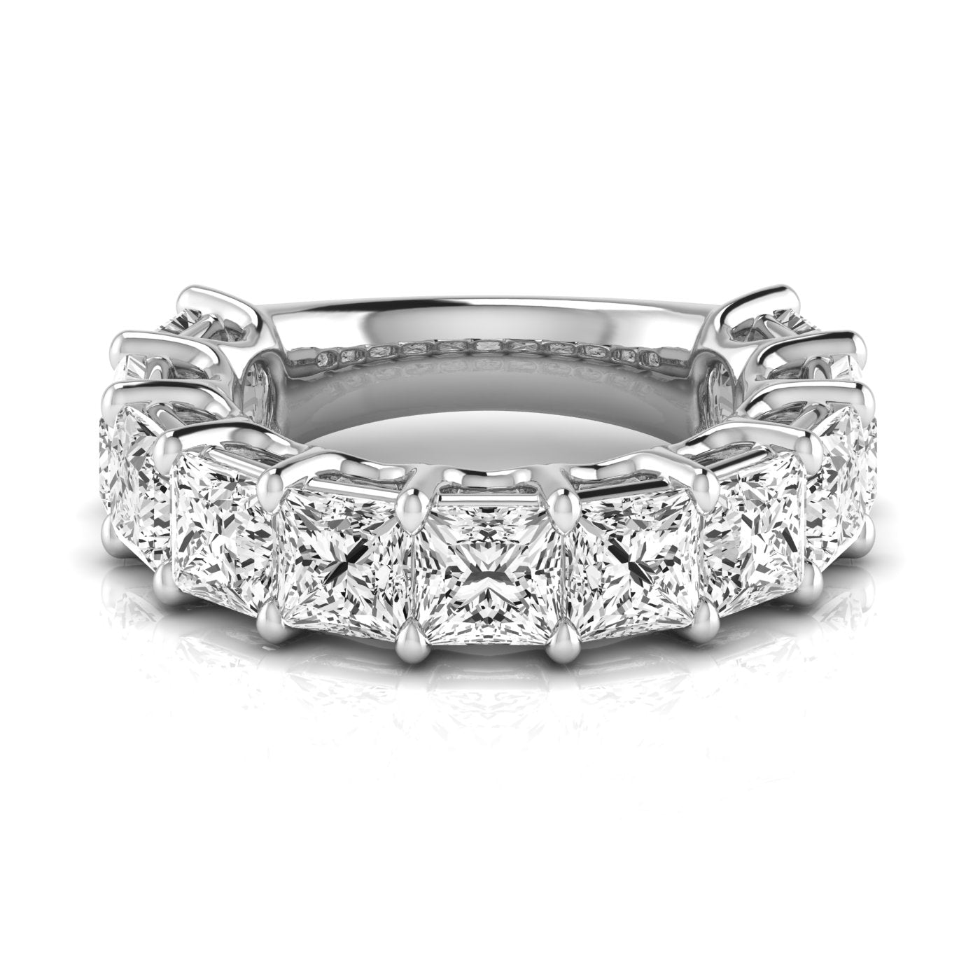 Three-Quater Carat Spread Princess Cut Diamond Wedding Band with 8.25 Carat Total Weight