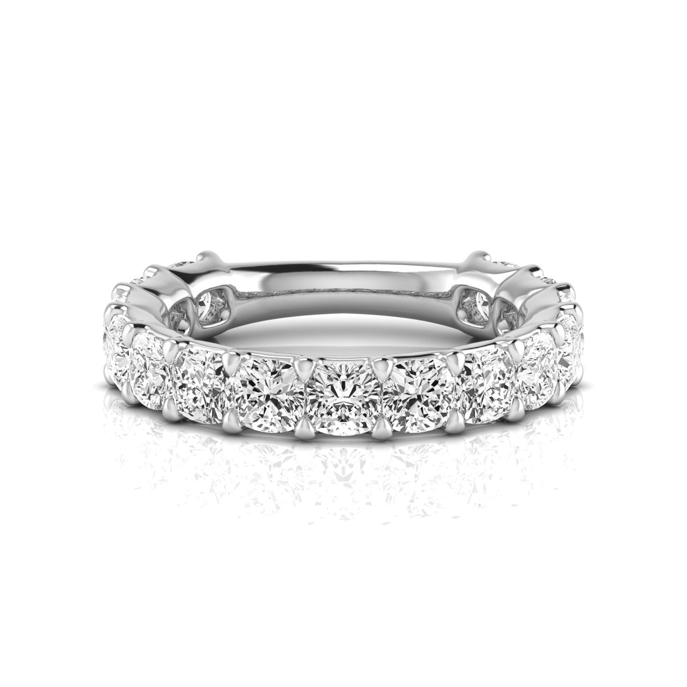 Three-Quarter Carat Total Weight Cushion Diamond Wedding Band in White Gold