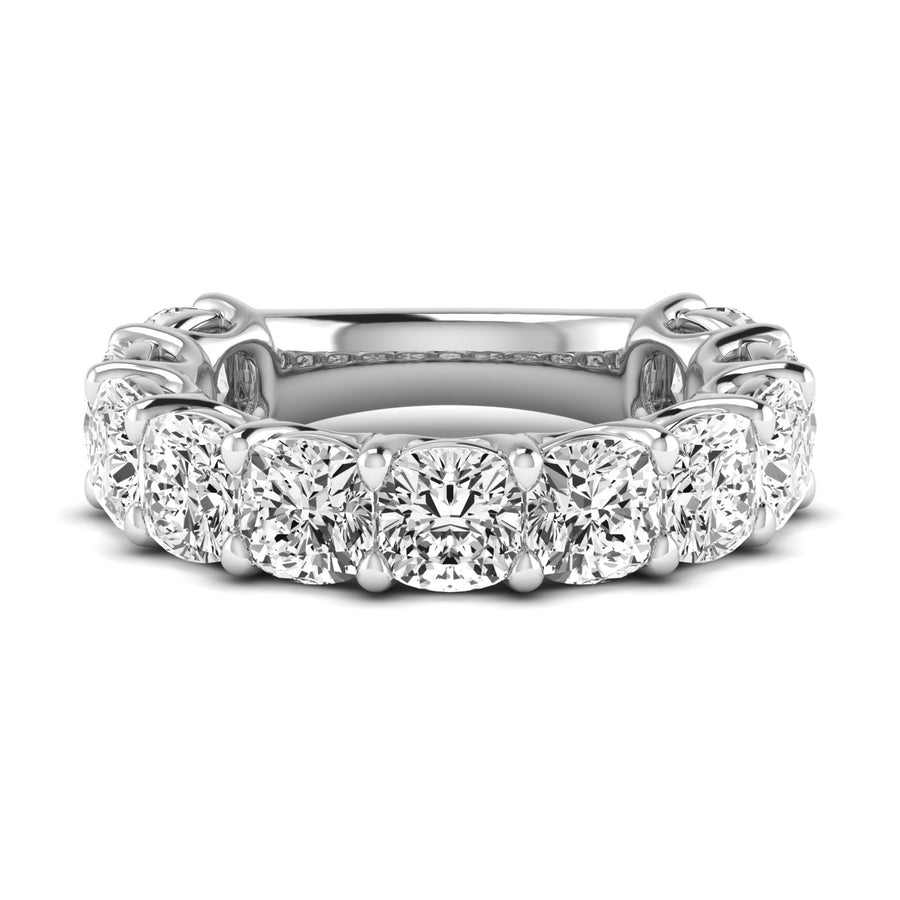 Three-Quarter Spread Cushion Diamond Wedding Band with 8.25 Carat Total Weight, SI1-SI2 G-H Diamonds