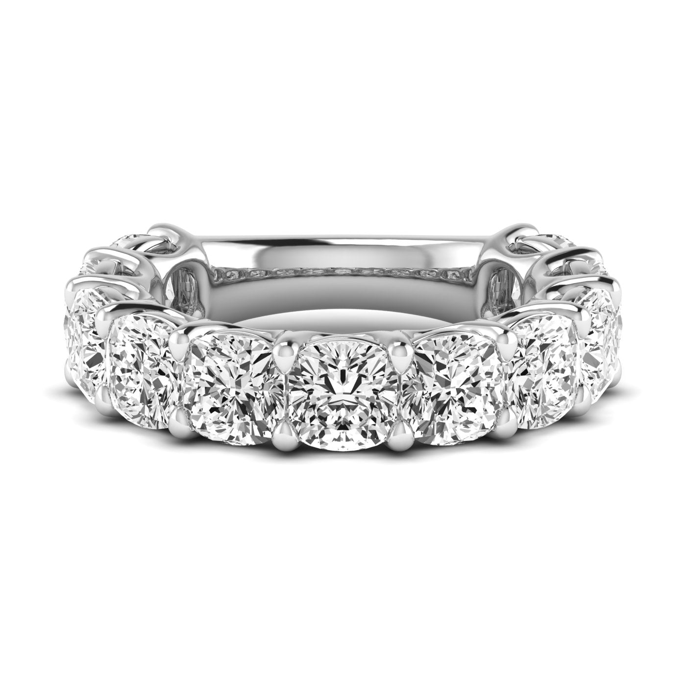 Three-Quarter Spread Cushion Diamond Wedding Band with 8.25 Carat Total Weight SI1-SI2 G-H Diamonds