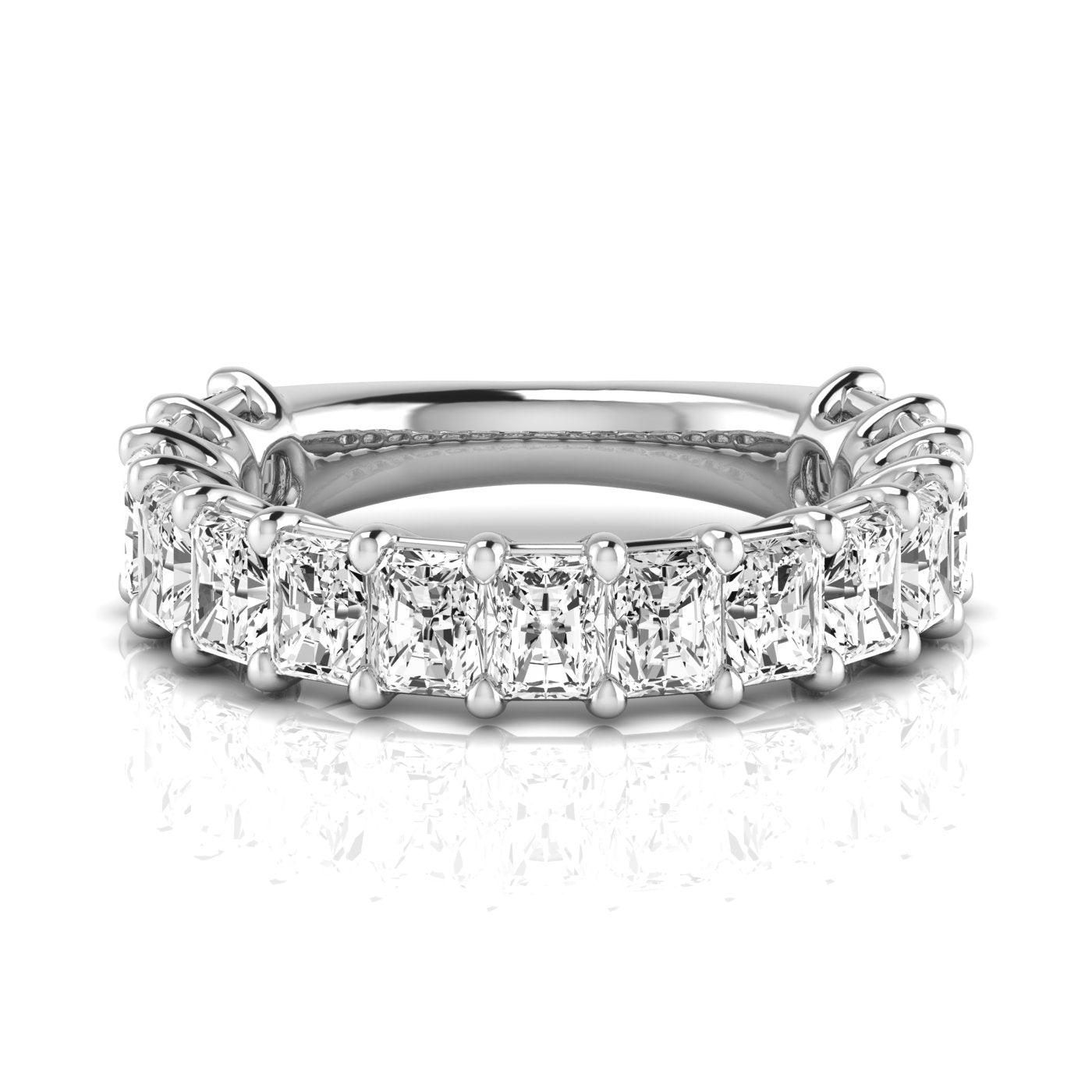 Three-Quarter Carat Total Weight Radiant Cut Diamond Wedding Band with SI1-SI2 G-H Quality Stones