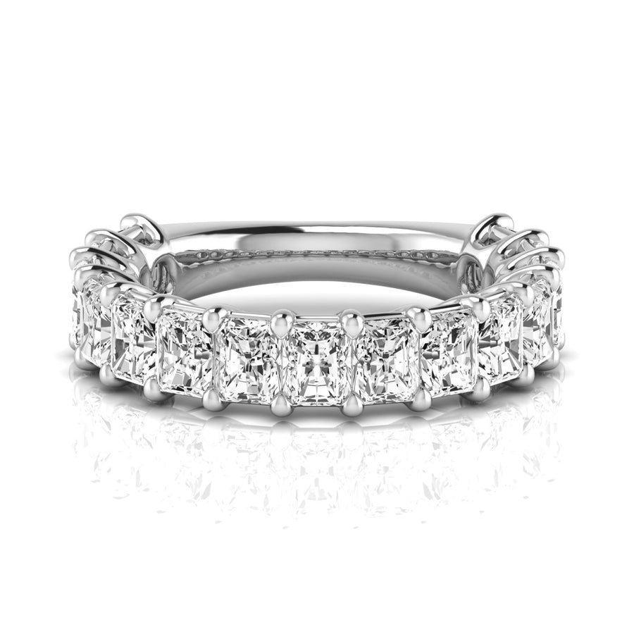 Three-Quarter Carat Total Weight Radiant Cut Diamond Wedding Band with SI1-SI2 G-H Quality Stones