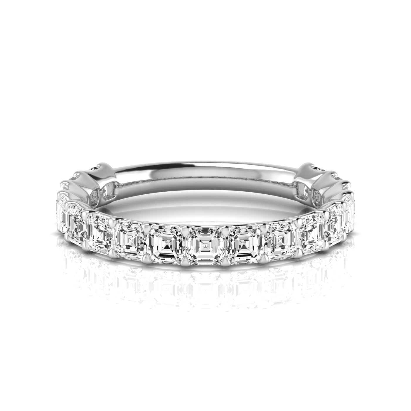 Three-Quarters Carat Total Weight Asscher Cut Diamond Wedding Band in White Gold