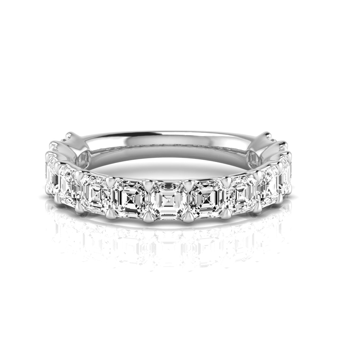 Three-Quarter Spread Asscher Cut Diamond Wedding Band with 3.25 Carat Total Weight