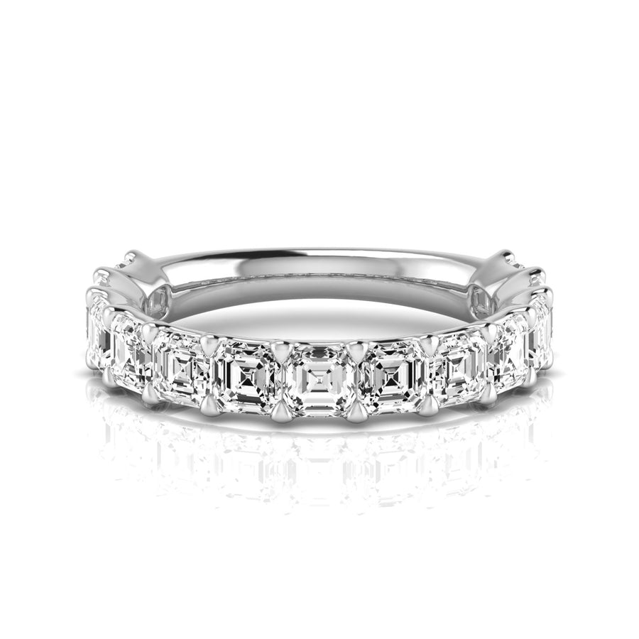 Three-Quarter Spread Asscher Cut Diamond Wedding Band with 3.25 Carat Total Weight