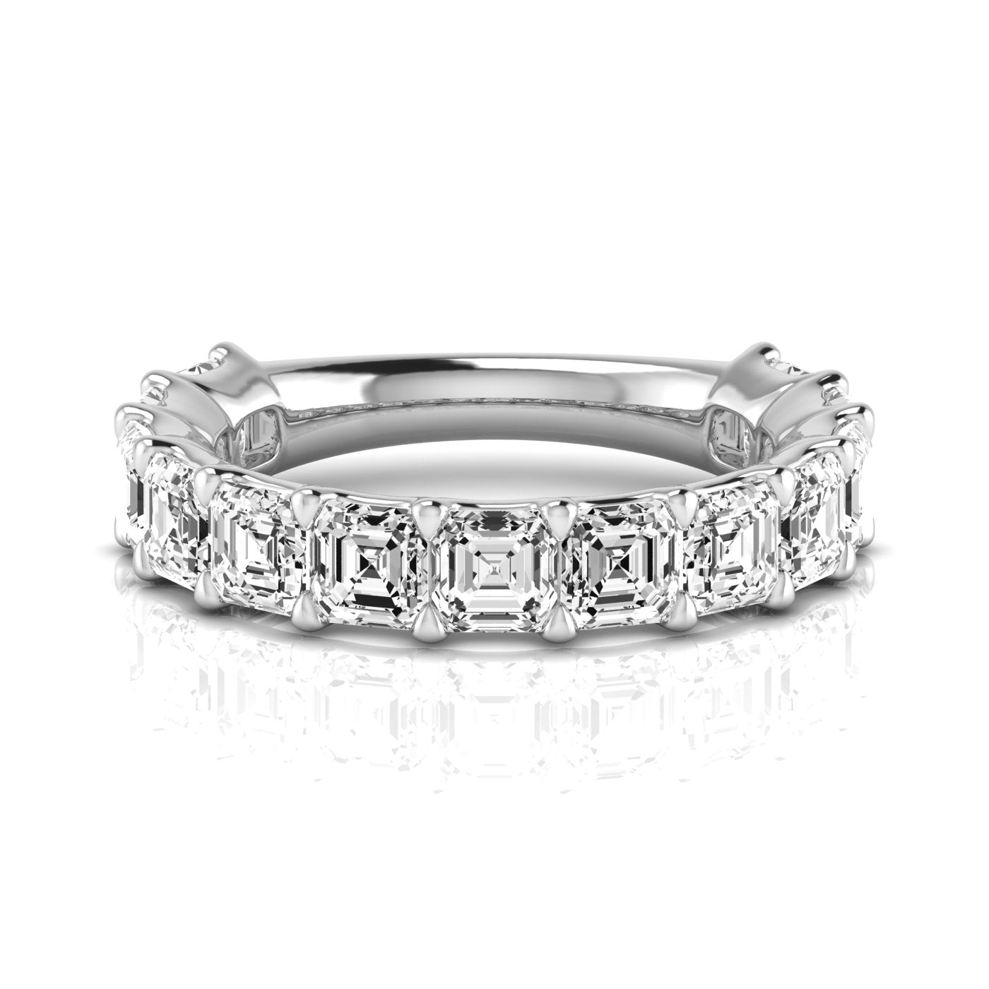 Three-Quarter Carat Total Weight Asscher Cut Diamond Wedding Band in White Gold