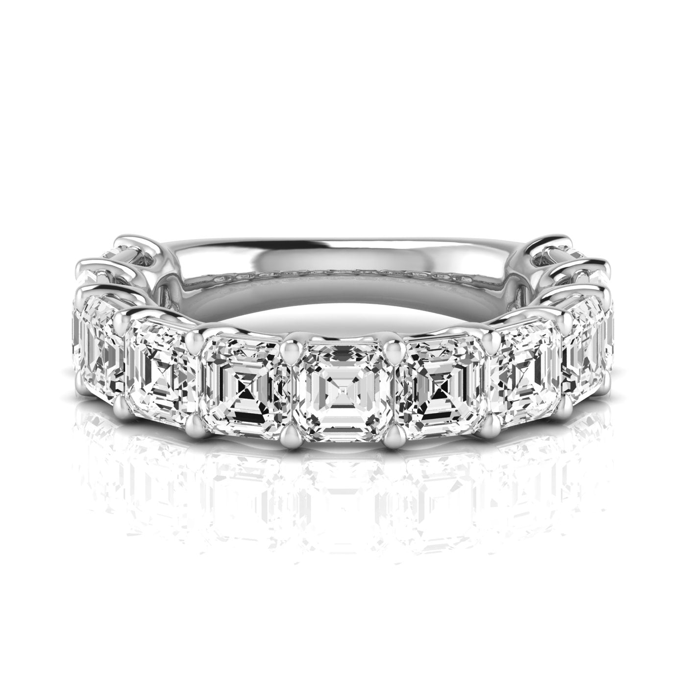 Three-Quarter Spread Asscher Cut Diamond Wedding Band with 5.5 Carat Total Weight