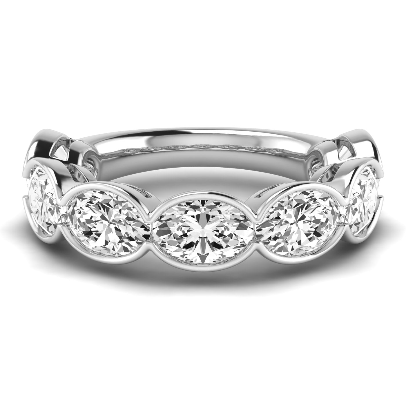 Three-Quarter Carat Total Weight Oval Diamond Wedding Band with SI1-SI2 G-H Diamonds